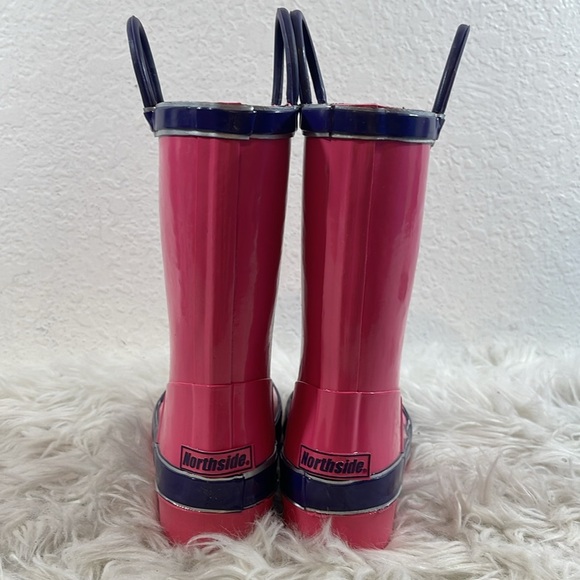 Northside Little Girls' Classic Solid Rainboot Pink / Purple Slip On Size 1 NEW - Picture 6 of 15